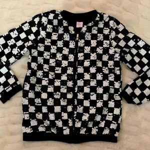 More Than Magic Sequin Black & White Stylish Bomber Jacket